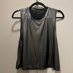 Carbon38 Silver Metallic Tank Top
